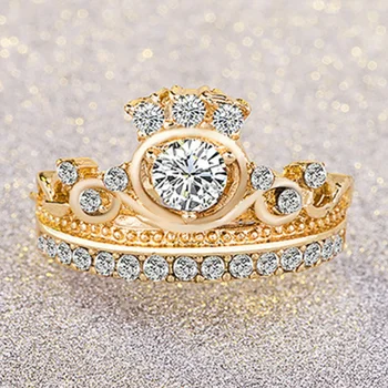 Ofertas Uus Hot Müük Mood Golden Crown kihlasormus Naiste Euroopa ja Ameerika Poole Pulm Ehteid
