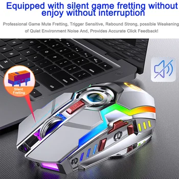 Gaming Mouse Laetav Juhtmeta Hiir, Vaikne 1600 DPI Ergonoomiline RGB LED Taustavalgustusega 2.4 G USB Vastuvõtja, Hiir Sülearvuti
