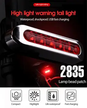Jalgratta Valgus 5LED Kõrge Helge Mountain Bike Taillight Ohutus Hoiatus Kerge USB Laetav Jalgratta Öö Lambi Ratsutamine-Varustuse