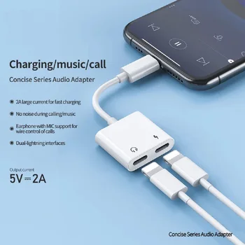 2 in 1 Dual Lightning-Adapteri & Splitter iPhone Kõrvaklapid, Adapter, 4 in 1 Kontrolli Converter ühildub iPhone 12/11/XS/XR/X