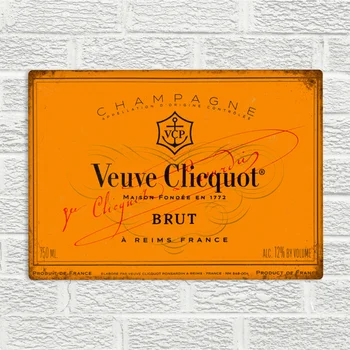 Metallist Plakat Veuve Clicquot Brut Champagne Metallist Seina Märk Tahvel Retro Baar Pubi Kodu Köök Metalli Värvimine Metallist Plakat 2021