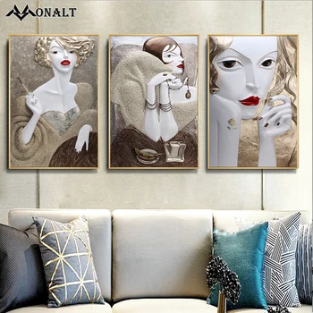 Lõuend Maali Abstraktselt, naiste plakat ja Trükib HD Joonis pilt elutoa seina kunsti-Loovust Dekoratiivsed Maalid