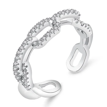 Beiver Retro Õõnes Ringi Naine Ehted Ringi Silver-värv Austrain Crystal Õõnes Ringi Vaba Suurus Engagement Rõngad Kingitused