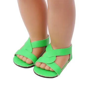 18 tolline Tüdrukute nukk kingad Minimalistlik sandaalid 10 värve, kleit, kingad Ameerika uus sündinud tarvikud Beebi mänguasjad sobivad 43 cm baby s188