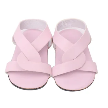 18 tolline Tüdrukute nukk kingad Minimalistlik sandaalid 10 värve, kleit, kingad Ameerika uus sündinud tarvikud Beebi mänguasjad sobivad 43 cm baby s188