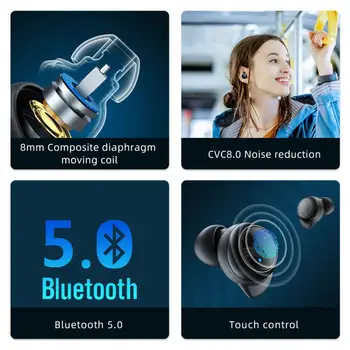 T24 Juhtmeta Kõrvaklapid Sport Veekindel TWS Bluetooth-ühilduva 5.0 Kõrvaklapid Touch Control Traadita Kõrvaklapid Earbuds Telefon