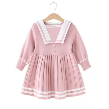 Tüdruku kleit sügisel kevadel beebi kõrva pool kootud sviiter seelik 2021 uus Princess Sünnipäev silmkoelised tikandid kleit