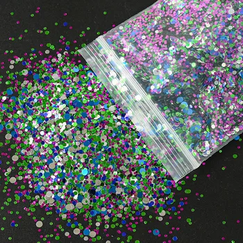 1Pack 50g Värviline Küünte Segatud Glitter Litrid Ring Helbed UV Gel Nail Art Akrüül 12 Värvi 3D Kleebised Maniküür Teenetemärgi