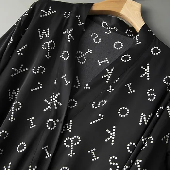 QSROCIO Naiste Pidžaama Komplekt Tähed Partern 3 Tükki Rüü Pilduma lühikesed Püksid Sleepwear Silk Nagu Mood Naine Kodus Riideid Nightwear