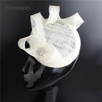 Elegantne Pruudi Sinamay Fascinator Müts Naiste Mood Derby Peakatet Vibu Müts Juuste Aksessuaarid, Daamid Kiriku Kokteil Headpiece