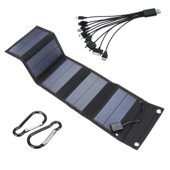 80W Kokkupandav päikesepaneel 10 1 USB Solar Cell Portable Folding päikesepaneel Väljas Mobiiltelefoni Power Aku-Laadija