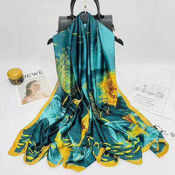2021 Naiste Silk Talvel Sall Luksuslik Disain, Print Lady Beach Salli Sallid Mood Sile Foulard Naine Hijab