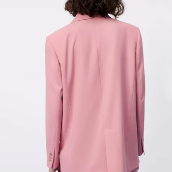 2021 Uus elegantne puhas roosa mantel sama krae sirge disain office naiste mood sobiks jope
