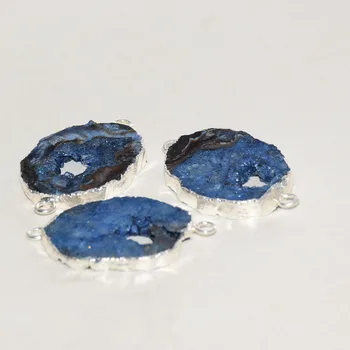 Sinine Viil Druzy Kivi pistik 2021 ehete tegemise naiste ebaregulaarne auk gold plating bezel Geode druzy plaat suured kivid