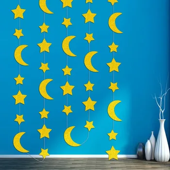 Bling bling kuu star banner Glitter kaunistus paber vanik jaoks Eid Mubarak ramadan dekoratsioonid pulmad decor sünnipäeva