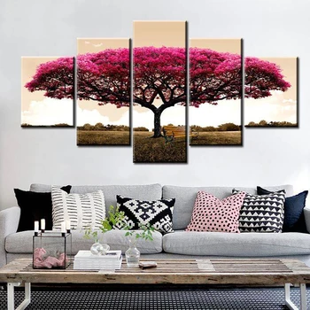 5 paneeli Kokkuvõte Puud, Maali, Maastiku Plakatid ja Pildid Cuadros Seina Art Pilte elutuba Kodu Kaunistamiseks
