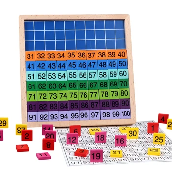 Montessori laste puidust mänguasjad 1-100 digitaalse juhatuse puzzle õppimise kognitiivsed mängud laste varajase hariduse mänguasjad