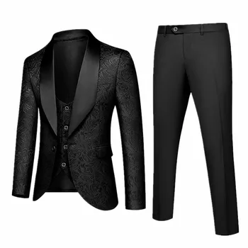Valge Pulmapidu 3-osaline Komplekt Meestele Suured Suurused S-5XL Meeste Pintsak Mantel, Püksid, Vest Mood Slim Meeste Ülikond 6 Värvi Valikud