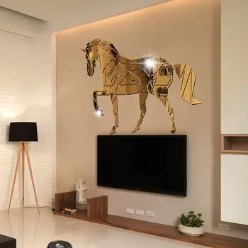3D-Suur Seina Peegel Kleebised Home Decor elutuba, Magamistuba Kunst Seinamaaling Decal DIY Akrüül Kaasaegne Tarvikud Hobune Peegel Kleebis