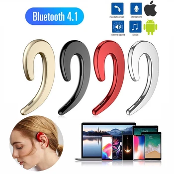 Luu Juhtivus Bluetooth Kõrvaklapid Kaasaskantav Ühepoolne Traadita Peakomplekt Kõrva Rippuvad Hearphones Jaoks Xiaomi Huawei Ja Iphone