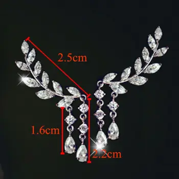 Naiste Luksuslik Läikiv Naine Crystal Liblikas Tiivad Leaf Tutt Kõrvarõngad Pruut Elegantne Kõrvarõngad Pulm Ehted Tarvikud
