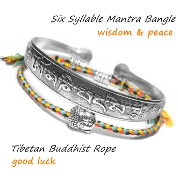 Tiibeti Budistlik Põimitud Puuvill Õnnelik Sõlmega Köis Käevõru & Bangles On Naiste-Meeste Käsitöö Mantra Amulett Lõng Käevõrud