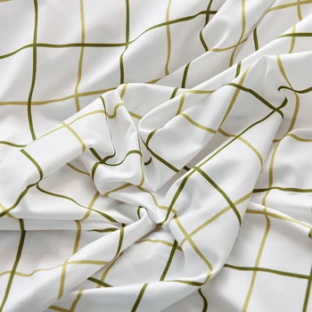 Lihtne Moekas Roheline Ruuduline Triibud Voodipesu Komplekt Tekikott Paigaldatud Leht Padjapüür Määrata Ühe Täielik Queen Size Bedclothes