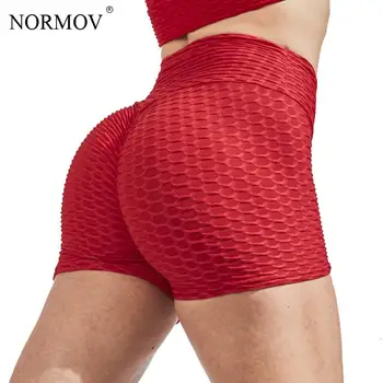 NORMOV lühikesed Püksid Naiste Kõrge Wais Sport Fitness Seksikas lühikesed Püksid Gym Push Up Värviga Treening Elastsus Püksid Naistele