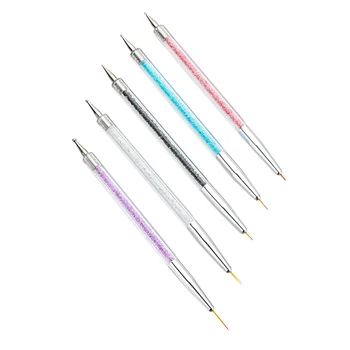 5tk Nail Art Dotting Pen 2 Pool UV Geel, Akrüül -, Joonistus, Maali Liner Lill Harja Kaunistamiseks Rhinestone Crystal Maniküüri-Tööriistad