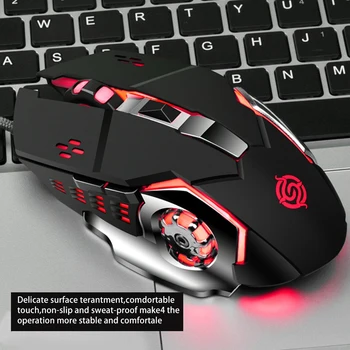 Hot müük mäng Q5 hiirt, 6 nupud taustvalgustusega juhtmega hiirt 4 värvi valgusmäng USB arvuti sisend-Devic