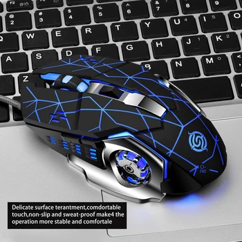 Hot müük mäng Q5 hiirt, 6 nupud taustvalgustusega juhtmega hiirt 4 värvi valgusmäng USB arvuti sisend-Devic