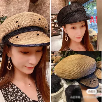 202103-xintao uusi Jaapani stiilis käsitöö raffia rohtu silma bowknot lady vaba aja veetmise Kaheksanurkne müts naiste visiirid kork