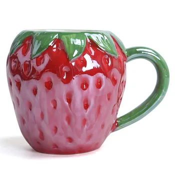 Loominguline armas lihtne puu kuju vee tassi maasika-viinamarja, ananassi-keraamiline kruus desktop kohvi tass kingitus