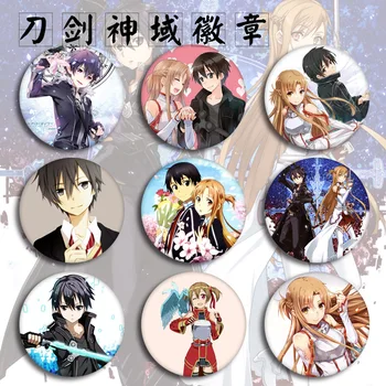 Anime Mõõk Art Online Märgid Kohta Seljakotid Asuna Kirito Armas Anime Ikoonid Sõrmed Pääsme Teenetemärgi Prossid Metallist Märgid DIY Kingitused