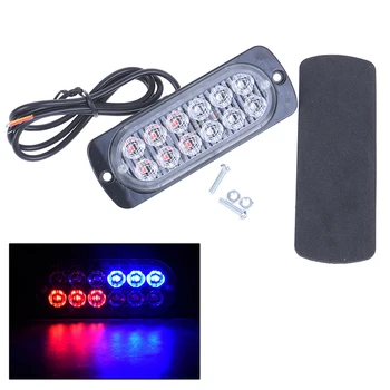 Punane/Sinine 12 LED auto strobo valgus avarii politsei hoiatus lamp 18-flash mudel