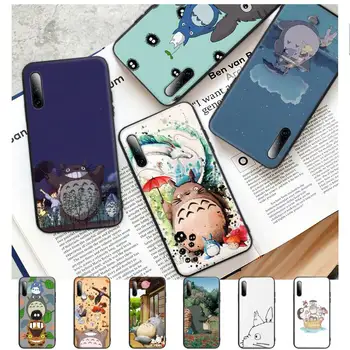 Studio Ghibli Totoro Must Silikoonist Mobiiltelefoni Juhul Kaas Huawei Y6 Y7 Y9 Peaminister 2019 Y9s Mate 10 20 40 Pro Lite Nova 5t