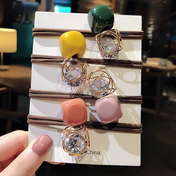 Korea Candy Värvi Rant Elastne Nöör On Magus Õõnes Crystal Juuksed Seo Köis Naiste Jaoks Tüdrukud Geomeetriline Juuste Aksessuaarid, Ehted