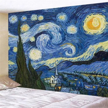 Geomeetria Kuulus Van Gogh Prindi Seina Riputamise jaoks, Magamistuba, Tuba, Hall, Seina Värvimine Vaip (95X73cm/150X100cm/150X130cm/200X150cm)