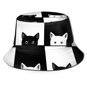 CINESSD 2021 Meeste ja Naiste Suve Must-Valge Kass malelaual Kopp Müts Bob Kalamees müts Väljas Reisi päikesesirm Mood Panama