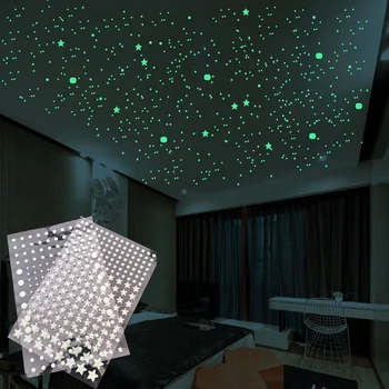 211/202pcs Helendav 3D Tähed Dots Seina Kleebis Kids Room Magamistoaga Kodu Kaunistamiseks Decal Kuma Pimedas DIY Kleepsud