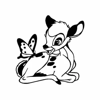 Dawasaru Cartoon Bambi Hirv Liblikas Auto Kleebis Armas Loom Vinüül Decal 13cm*13cm