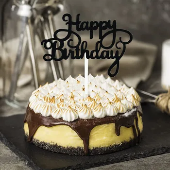 10TK Happy Birthday Cake Torukübar Kuld, Hõbe Must Glasuur Torukübar Sünnipäeva Baby Shower Kaunistus Tarvikud