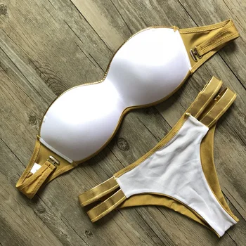 Sidemega Supelrõivad Micro Bikinis 2019 Seksikas Bandeau Brasiilia Bikiinid Komplekti Push Up Ujumistrikoo Naistele Pluss Suurus Beachwear Läikiv Ujuda Masti