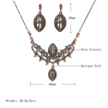 Kinel Luksus Hall Crystal Lill Naiste Kõrvarõngas Kaelakee Vintage Ehted Komplekti Kuld Värv Türgi Rhinestone Pulm Ehteid