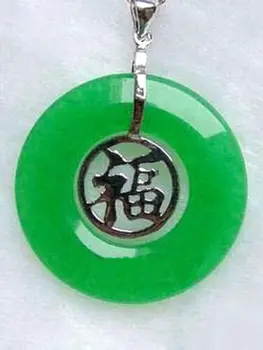Emerald Roheline Jade Valge Kullatud Õnn Ring, Ripats, Kett Kaelakee