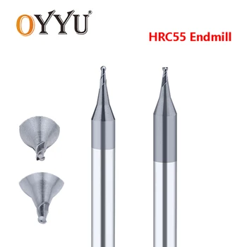 OYYU 1tk HRC55 Micro läbimõõt Ruuter Natuke End Milling Cutter Karbiid Masin Center Palli Nina Endmill 0.1-0.9 R0.1-R0.45