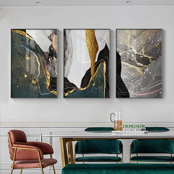 Põhjamaade Kulla Värvi Plokk, Lõuend Abstraktselt, Plakati Printimine Hall Marmor Seina Art Pilte Rohelise Seina Maalid elutuba