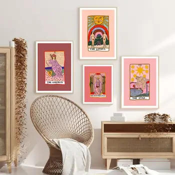 Põhjamaade Plakat Tarot-Kaardi Ennustamine Abstraktse Maali Lõuendile Printida Keisrinna Armuke Papitar Müüt, Pilt, Tüdruk Seina Art Home Decor