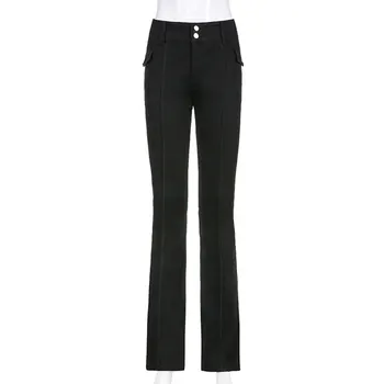 Harajuku Madal Vöökoht Tõusu Helk Püksid Naiste Vintage Must Y2k Teksad Must Denim Kottis Püksid 90s Esteetiline Slim naiste pikad Püksid