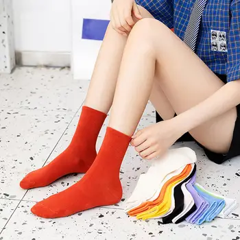 Naljakas, Armas Jaapani Keskkooli Tüdrukud Puuvill Tahked Värvi Sokid Värvikas Naiste Harajuku Disainer Retro Pikad Sokid 2020